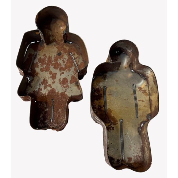 Vintage Rusty Metal Boy Girl Cookie Cutters Rustic Decor Bathroom Symbol - Picture 2 of 6